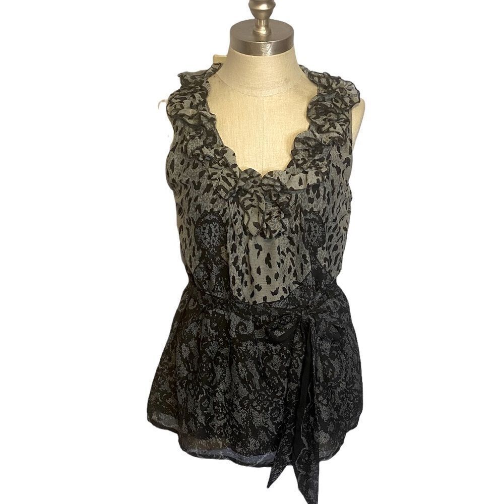 Aβ Diva Sheer Layered Blouse, size PM, ruffles, feminine, chic